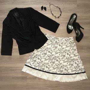 My Michelle Black Blazer and White Floral Skirt Set